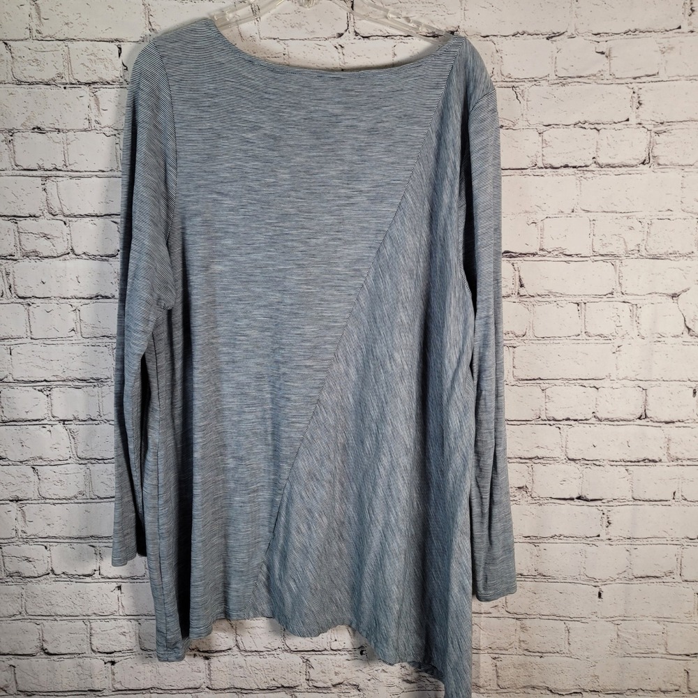 Pure Jill Tunic Women XL Blue‎ Excellent Asymmetrical Cotton Stripe Long Sleeve - Picture 8 of 8